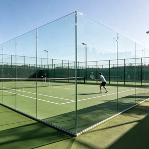 Verre trempé en gros de 10 mm et 12 mm pour terrain de padel, verre de sécurité renforcé pour la construction de terrains de paddle-tennis, <span class=keywords><strong>prix</strong></span> d'usine - Product Image 1