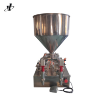 Machine de remplissage semi-automatique à deux têtes de 5 litres pour pâtes, jus, shampoings, boissons et huiles, avec bouteilles en verre
