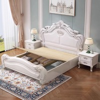 Nouveau vente en gros de lit en bois classique Oem ensemble de meubles de style américain lit de mariage en bois lit double de luxe antique dans la chambre