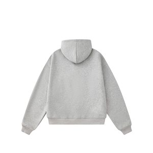 Sweatshirt bulu domba kotak pakaian pria hoodie ritsleting Terry berat badan jatuh netral warna murni dasar nyaman longgar Sweatshirt - Product Image 2