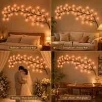 Guirnalda de Luces LED con Ramas de Flor de Cerezo Blanco Cálido, Control Remoto USB, Flexible, Decoración de Pared para Dormitorio, Sala de Estar, Venta al Por Mayor, OEM