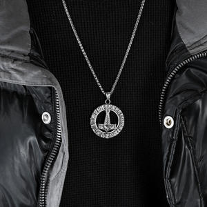 Vintage Nordic Viking Rune Thor's Hammer <b>Titanium</b> Steel Necklace Pendant Unisex Everyday Wear Jewelry - Product Image 3