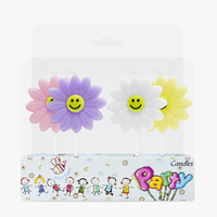 Lot de 5 bougies d'anniversaire mignonnes en forme de marguerite, décorations de gâteau pastel avec pics pour enfants, baby shower, fête de jardin féerique