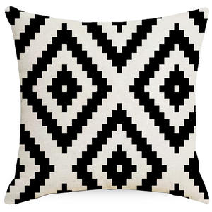 シンプルな北欧モダンなリネン枕カバー黒白幾何学模様プリントリビングルームオフィス寝室の装飾ベッドサイドクッションカバー - Product Image 4