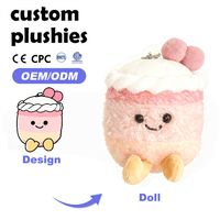Nouveau Porte-clés en peluche OEM, pendentif gâteau cerise dessin animé, breloque alimentaire simulée, décoration de sac à dos, cadeau d'anniversaire