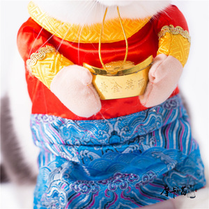 Costume amusant pour animaux de compagnie, tenue du Dieu de la Richesse, costume rouge Tang pour chats et chiens, vêtements décoratifs pour festivals, vêtements d'hiver - Product Image 3