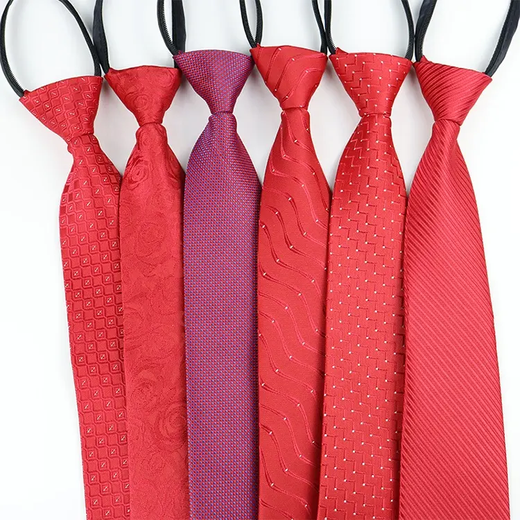 New Trend style lazy red zip neckties wedding zipper ties stock hot mens polyester zipper tie