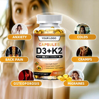 Gélules de Vitamine D3 + K2 OEM ODM 1000 UI et Véganes pour un Soutien Renforcé – Capsules Souples de Vitamine D3 K2