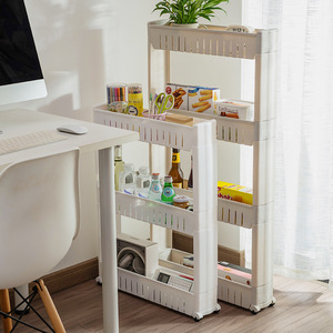Chariot organisateur de stockage portable DS2742 chariot <span class=keywords><strong>utilitaire</strong></span> de blanchisserie à roulettes en <span class=keywords><strong>plastique</strong></span> mince <span class=keywords><strong>armoire</strong></span> de rangement de salle de bain mince à 4 niveaux - Product Image 3