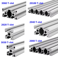 Perfil de Ranura en T EU 2020 2040 2060 3030 3060 4040 2080 20100, Riel Lineal de Extrusión de 100 200 500 800 mm, Piezas para Impresora 3D CNC
