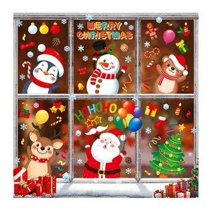 2023 promocional vacaciones publicidad decorativa decoración Halloween dibujos animados muñeco de nieve Navidad vidrio personalizado Logo ventana pegatinas