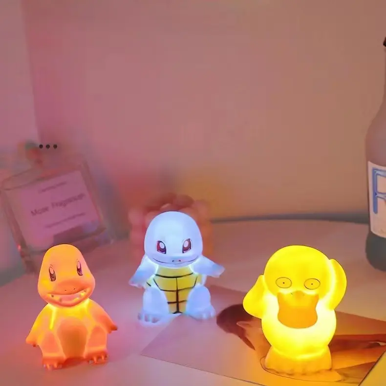 JM Super Bonito Kawaii Pvc Anime Figura Pokemoned Lâmpada Brinquedos Brilho Pikachu Action Figure Quarto Dormir Noite Luz Presente De Aniversário