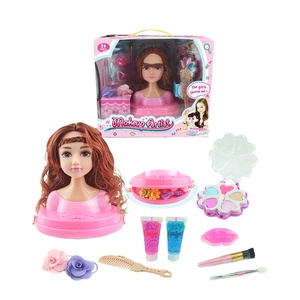 <span class=keywords><strong>Jeu</strong></span> de princesse jouet pour filles, ensemble de beauté mode fille maquillage coiffure en plastique têtes de poupée tressées avec cheveux - Product Image 1
