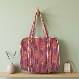 Sacs de rangement matelassés en coton imprimé à la main style campagne française, faits à la main, grande capacité, multifonctionnels - Product Image 2