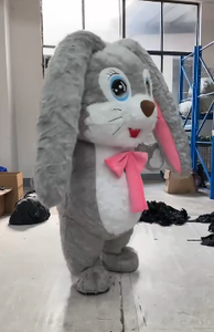Disfraz de mascota inflado gris de orejas largas 2M 2,6 m traje de conejito peludo para festivales de Carnaval de Pascua mascota de conejo divertido - Product Image 3