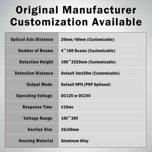 Industrial Grade Infrared Safety <b>Light</b> <b>Curtain</b> 18m Detection Distance 20/40mm Resolution Rapid Response for Machine Protection - Product Image 4