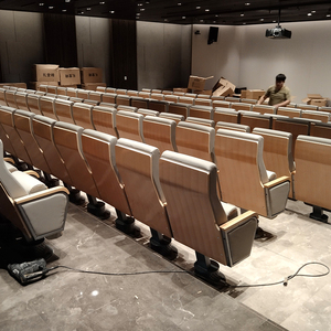 Silla Moderna de Auditorio con una Sola Base y Tablero de Escritura, Silla Multifuncional para Escuelas, Teatros, Iglesias, Tapizada en Tela - Product Image 4