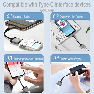 Adaptateur audio Type-C 2-en-1 de haute qualité pour <span class=keywords><strong>iPhone</strong></span> 3,5 mm Musique & Adaptateur de charge rapide 60W pour téléphones mobiles KAXINSI KJ-68 - Product Image 6