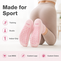 Chaussettes antidérapantes à revers festonné et nœud, semelle intégrale, en coton respirant et écologique, pour yoga et pilates, vente en gros OEM à bas prix