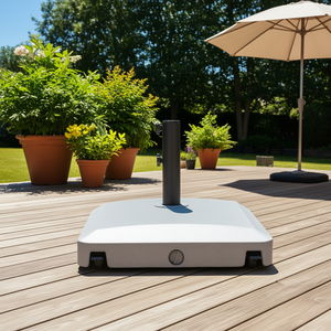 Base per Ombrellone da Esterno Grigia in Resina, Resistente, 53 libbre (senza acqua), 66 libbre (con acqua), con Ruote per Riempimento Sabbia, Posizionamento Sicuro, per Uso su Patio - Product Image 2