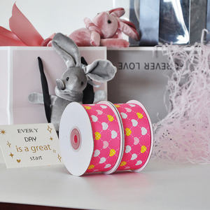 Deepeel AP3586 40mm DIY accesorios <span class=keywords><strong>para</strong></span> el cabello corazones impresos arcos de embalaje de regalo de una sola cara de poliéster cinta bonita - Product Image 6