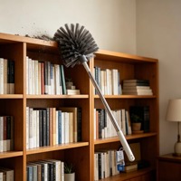 Balai à toile d'araignée pour plafond domestique avec long manche, brosse de dépoussiérage en fibres de polyester composite pour le nettoyage des lieux hauts