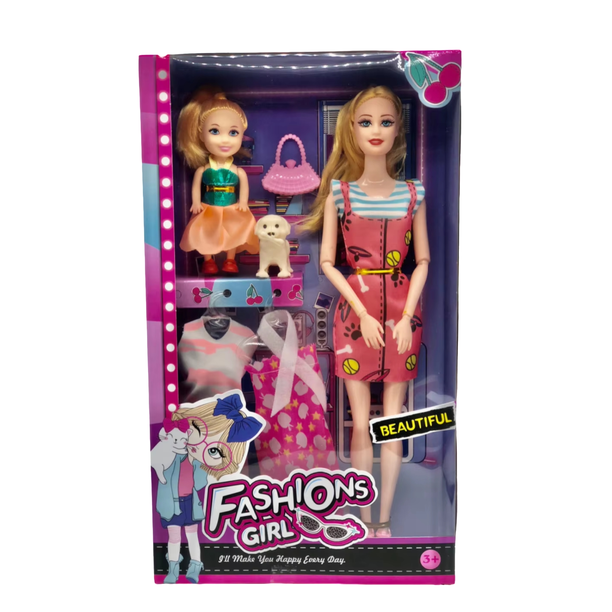 A054145 11 inch empty body doll with accessories