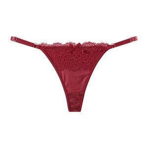String sexy respirant à nœud papillon et dentelle, taille basse, avec ceinture fine réglable pour femme - Product Image 5