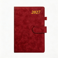 Carnet à couverture souple en cuir A5 vintage 2027 avec rabat et boucle, impression feuille d'or, logo personnalisé, agenda quotidien professionnel, journal
