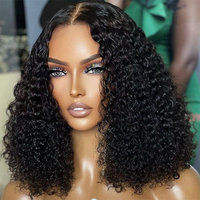 200% vente en gros 14 pouces délié naturel crépus bouclés vague de corps perruque droite HD dentelle transparente vague profonde Jerry Texture brute