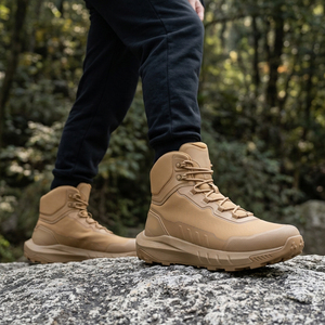 Bottes de randonnée pour hommes DF022 AS33 avec fermeture éclair intérieure, bottes de trekking sportives disponibles en marron beige, possibilité de personnaliser le logo, vente en gros - Product Image 1