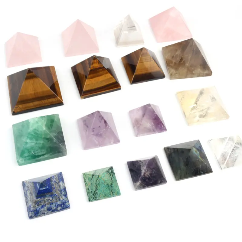 Big hand made pirâmides de cristal de quartzo claro quartzo rosa ametista pirâmides de pedras preciosas olho de tigre para a cura