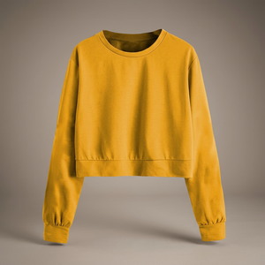 Sweat-shirt court de sport pour femme de qualité supérieure, respirant, à ourlet brut, col rond, en molleton bouclette, motif lettres imprimé sérigraphié, décontracté - Product Image 1