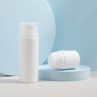 Flacon pompe cosmétique vide en plastique blanc sans air pour crème visage, avec logo personnalisé, disponible en 30ml, 50ml, 100ml, 120ml, 150ml, 200ml