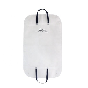 Housse de costume, <span class=keywords><strong>sac</strong></span> en tissu Non tissé blanc pour vêtements avec poignée, Logo personnalisé - Product Image 3