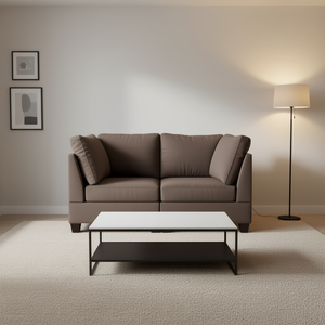 Set da Salotto Modulare 2 Pezzi Tavolino da Caffè Nero Design Contemporaneo in Tessuto Stile Moderno - Product Image 2