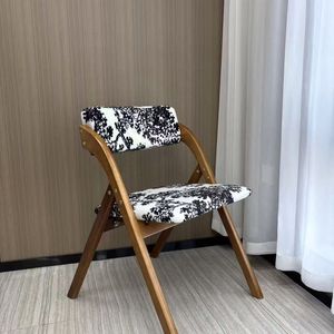 <span class=keywords><strong>Chaise</strong></span> de salle à manger en bois massif avec cadre pliable foncé, coussin <span class=keywords><strong>beige</strong></span> moelleux, style vintage, mobilier pour la maison, le bureau, le salon et l'hôtel - Product Image 3