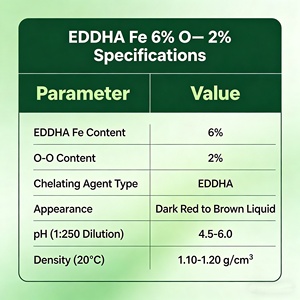 EDDHA Fe 6% Orto-Orto 2% 100% Soluble en Agua, Sin Residuos, Corrige la Deficiencia de Hierro, Hojas Amarillas, para Pulverización Foliar e Irrigación <span class=keywords><strong>por</strong></span> <span class=keywords><strong>Goteo</strong></span> - Product Image 4