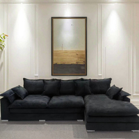 Canapé modulaire sectionnel noir minimaliste nordique de qualité, meubles de salon Wabi Sabi, ensembles de canapés sectionnels