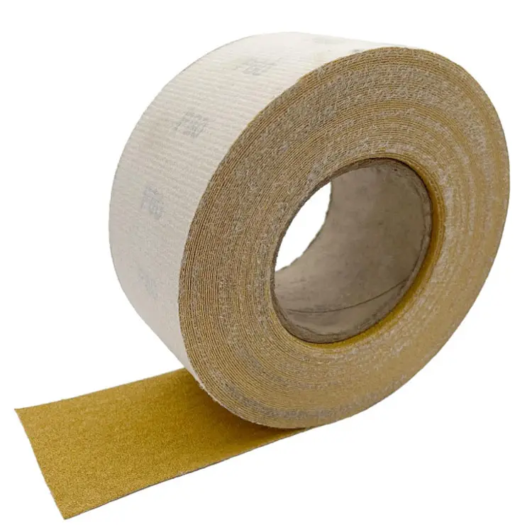 70mm*20m Yellow Aluminium Oxide Hook and Loop Sandpaper Belts Backed Sand Paper Abrasive Disc for Wood Furniture Finishing Metal