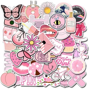 50 Uds. Etiqueta adhesiva de decoración bonita rosa <span class=keywords><strong>para</strong></span> niños, niñas, estudiantes, cuaderno, calcomanía de papel, botella, portátil, etiquetas de pintura Diy - Product Image 1