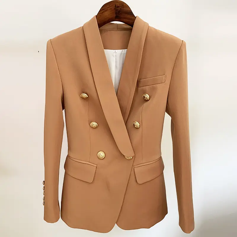 Custom or ready to ship hot sell wholesale fashion high quality double breasted slim ladies womens jackets and blazer