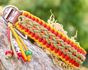 Conjunto de collar y correa de perro mascota de lujo de cuero trenzado de Paracord de diseño atractivo ajustable hecho a mano - Product Image 5