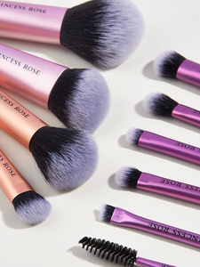 Vente en gros de 10 mini ensembles de pinceaux de maquillage avec manche en aluminium outils de voyage portables pour ombre à paupières et poudre pour l'application de correcteur - Product Image 3