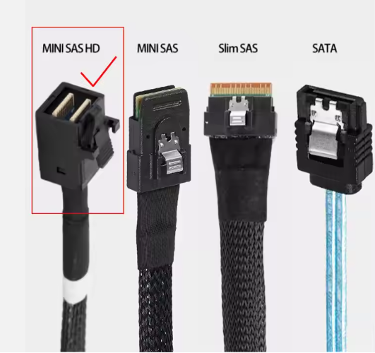 HONPNK High-Speed MINI SAS HD SFF-8643 to MINI SAS HD SFF-8643 (Curved) Server Ethernet Cable Data Cables