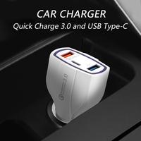 QC3.0 — chargeur Portable rapide à 2 ports, 6.8A, LED, double Port USB PD, pour voiture, avec Port de Type C