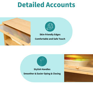 Espositore Autoportante in Bambù con 3 Ante Ribaltabili in Acrilico per Organizzazione e Dispensa - Product Image 5