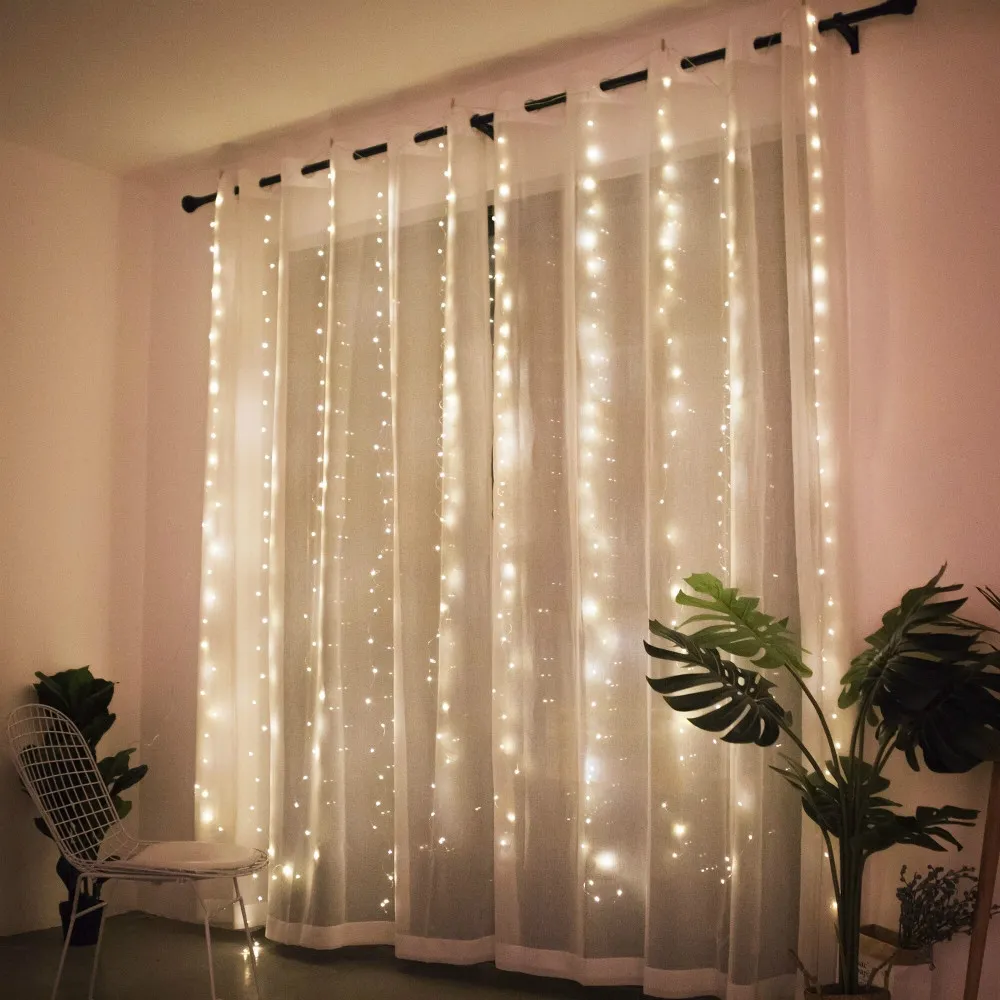 LED copper wire curtain light USB remote control Christmas wedding room decoration curtain light