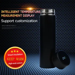 Bottiglia astuta di Thermos dell'acciaio inossidabile 450ml LED della doppia parete della bottiglia di acqua di Logo su ordinazione 500ml