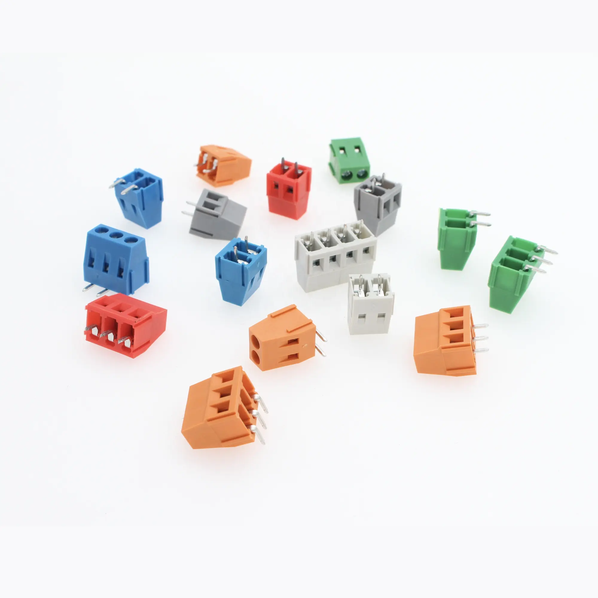 KF128 5.0MM Pitch Blue Green Red Orange Curved Brass Cage Needle Straight Needle Customizable Terminal Block Connector